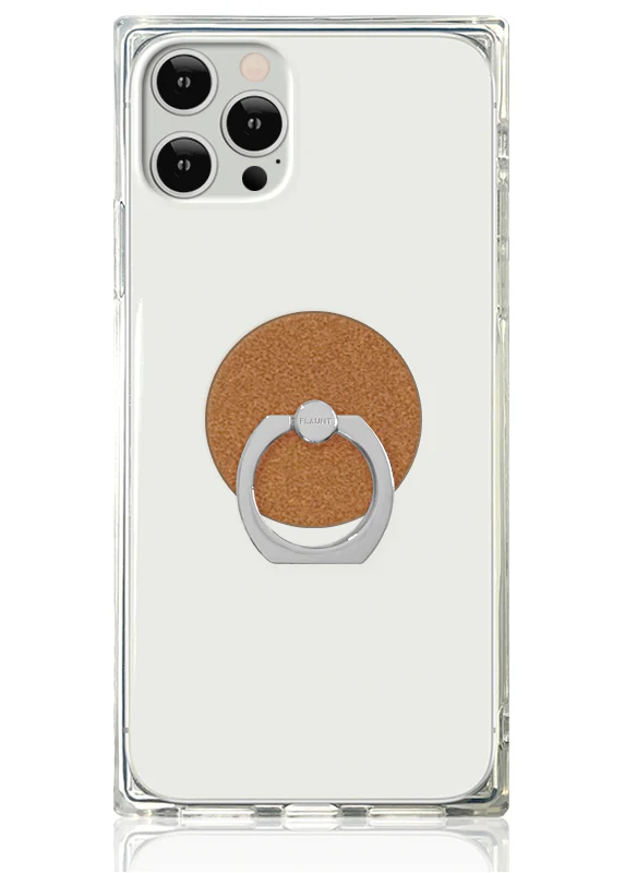 Tan Suede Faux Leather Adhesive Phone Ring Stand - Image 2