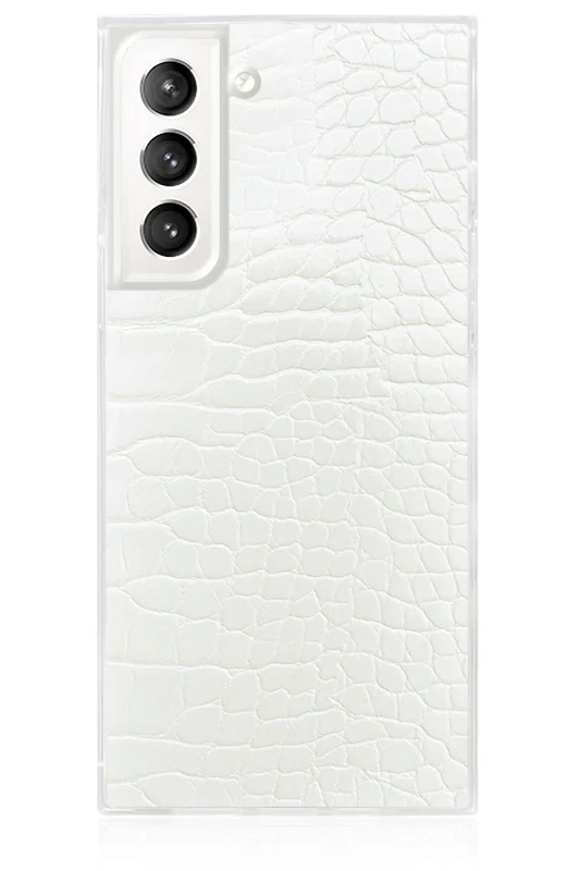SQUARE® White Crocodile Faux Leather Galaxy Case - Image 15
