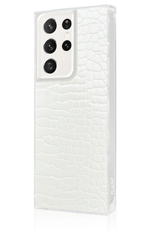 SQUARE® White Crocodile Faux Leather Galaxy Case - Image 20