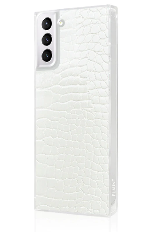 SQUARE® White Crocodile Faux Leather Galaxy Case - Image 4