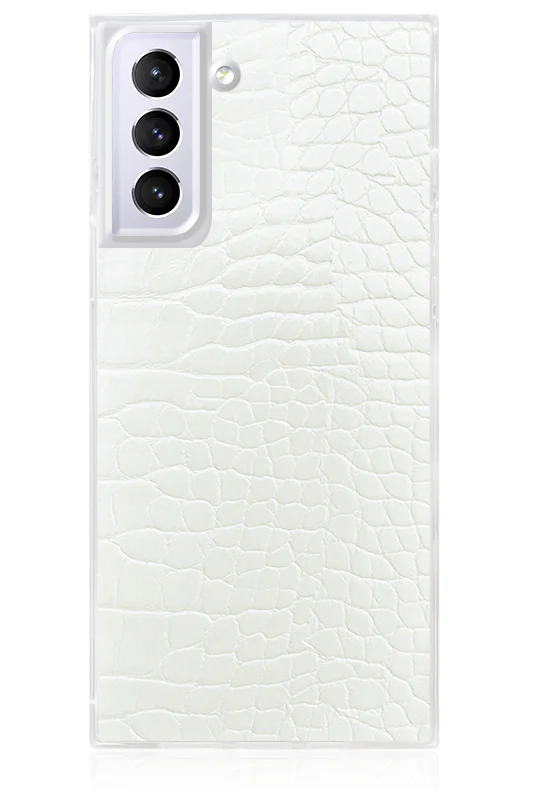 SQUARE® White Crocodile Faux Leather Galaxy Case - Image 5