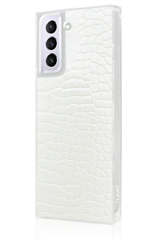 SQUARE® White Crocodile Faux Leather Galaxy Case - Image 6
