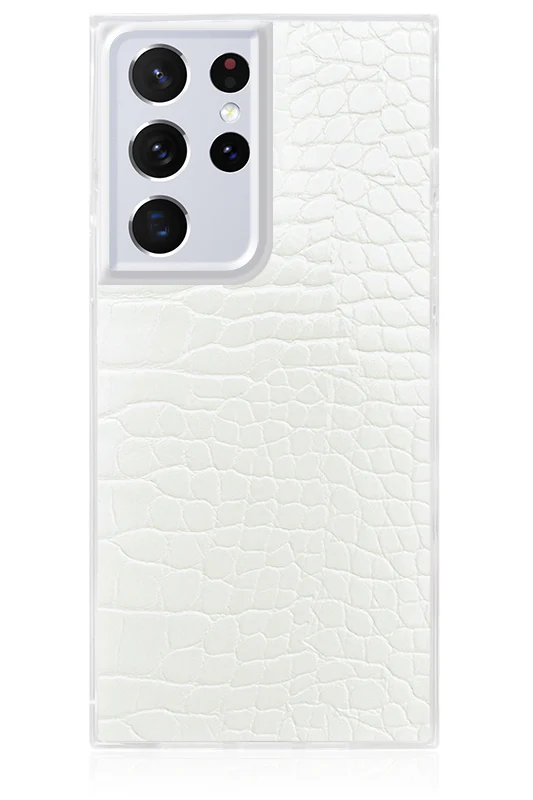 SQUARE® White Crocodile Faux Leather Galaxy Case - Image 7