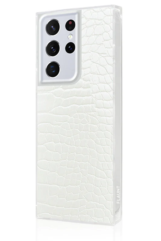 SQUARE® White Crocodile Faux Leather Galaxy Case - Image 8
