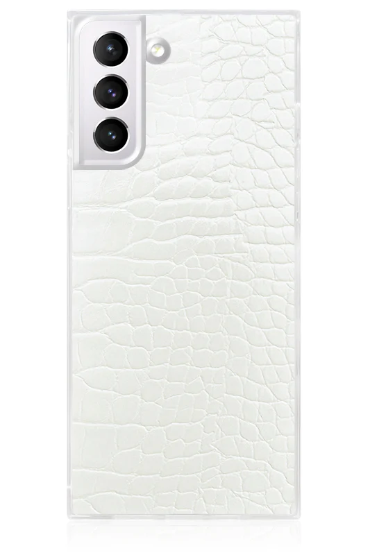 SQUARE® White Crocodile Faux Leather Galaxy Case - Image 9