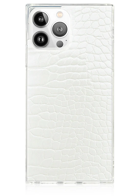 SQUARE® White Crocodile Faux Leather iPhone Case - Image 21