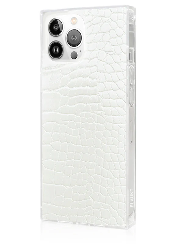 SQUARE® White Crocodile Faux Leather iPhone Case - Image 28
