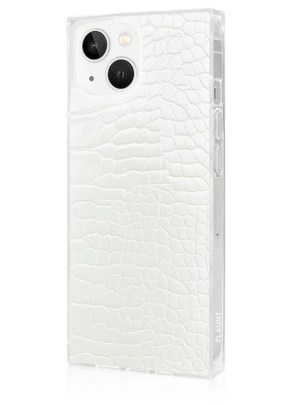 SQUARE® White Crocodile Faux Leather iPhone Case - Image 30