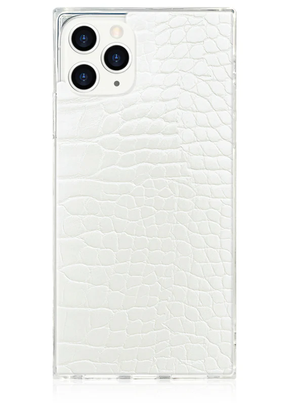 SQUARE® White Crocodile Faux Leather iPhone Case - Image 35