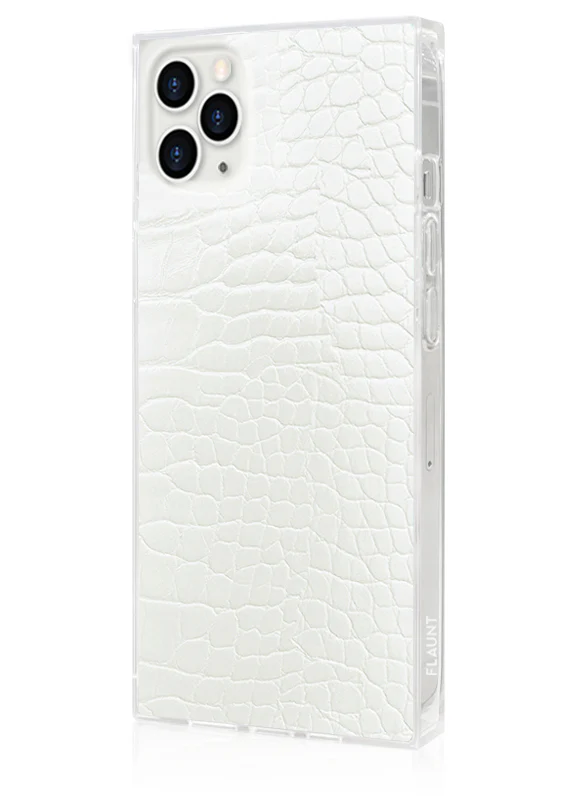 SQUARE® White Crocodile Faux Leather iPhone Case - Image 36