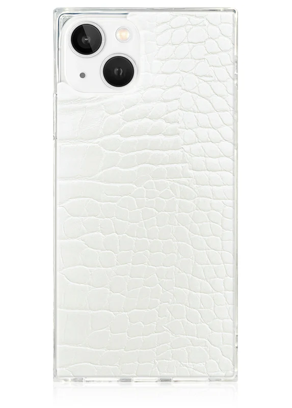 SQUARE® White Crocodile Faux Leather iPhone Case - Image 47