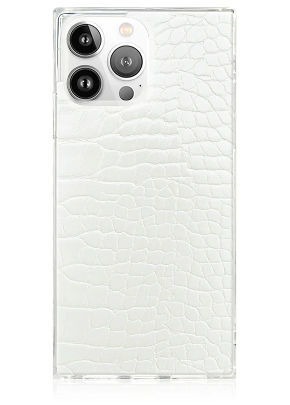 SQUARE® White Crocodile Faux Leather iPhone Case - Image 55