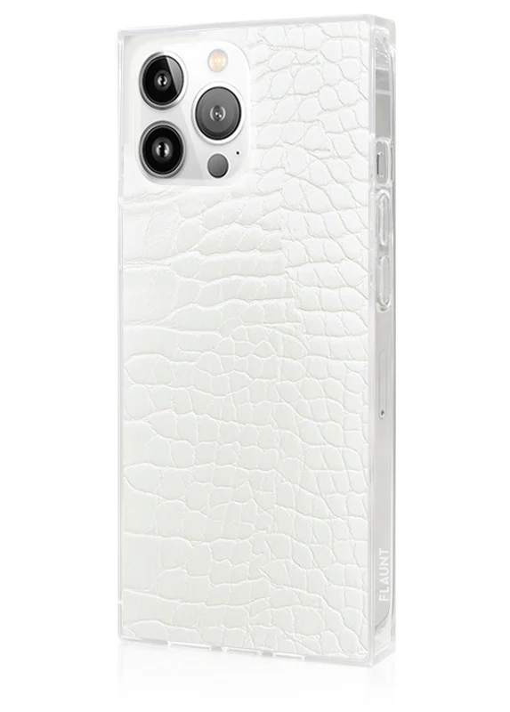 SQUARE® White Crocodile Faux Leather iPhone Case - Image 60